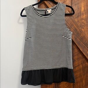 J. Crew Black and White Striped Tank Top